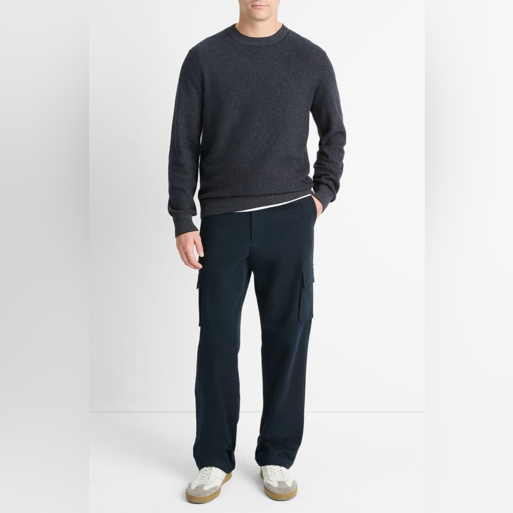 NWT VINCE Geometric Jacquard Wool & Cotton Blend Crewneck Sweater